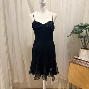 Vintage Jessica McClintock Gunne Sax Black Dress with Beading size 9/10